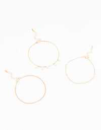 Gold Pearl Stone Drop Anklets 3-Pack - link has visual effect only