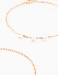 Gold Pearl Stone Drop Anklets 3-Pack - link has visual effect only