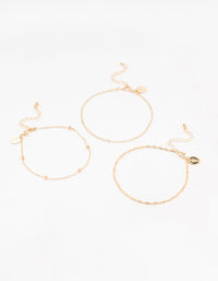 Gold Twisted Cupchain Anklets 3-Pack - link has visual effect only