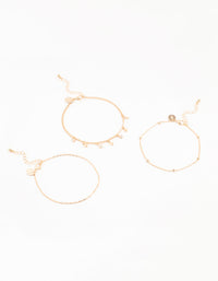 Gold Diamante Star Drop Anklets 3-Pack - link has visual effect only