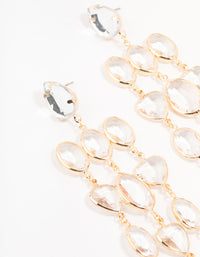 Gold Clear Crystal 3 Row Drop Earrings - link has visual effect only