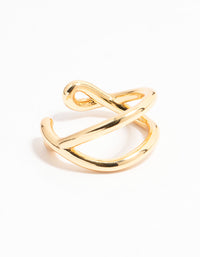 Gold Plated Wavy Double Row Ring - link has visual effect only