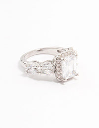 Rhodium Eloquent Cubic Zirconia Rectangular Ring - link has visual effect only