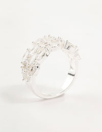 Silver Plated Marquise Cubic Zirconia Open Ring - link has visual effect only