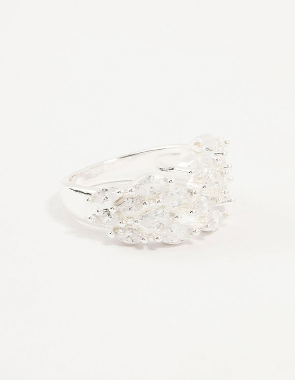 Silver Plated Marquise Cubic Zirconia Open Ring