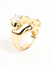 Gold Plated Puffy Swirl Cubic Zirconia Ring - link has visual effect only