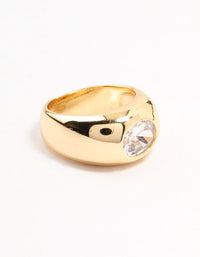 Gold Plated Wide Band Cubic Zirconia Ring - link has visual effect only