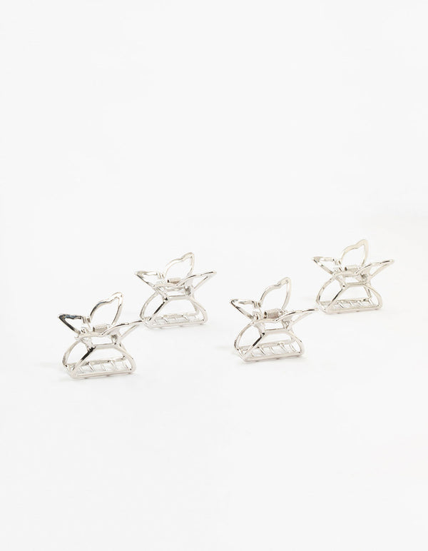 Small Silver Butterfly Clips