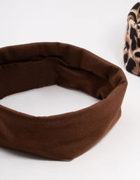 Brown & Leopard Print Stretch Fabric Headbands 2-Pack - link has visual effect only