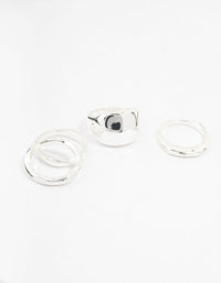 Silver Plated Bold Molten Rings 4-Pack - link has visual effect only