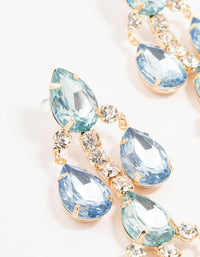 Gold Light Blue Teardrop Stone Set Drop Earrings - link has visual effect only