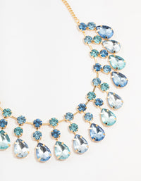 Blue Gold Statement Necklace - link has visual effect only