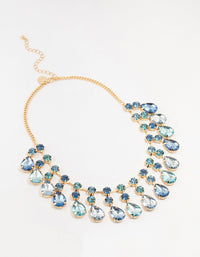 Blue Gold Statement Necklace - link has visual effect only