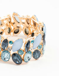 Gold Blue Cluster Bracelet - link has visual effect only