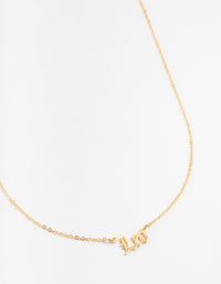 Gold Plated Leo Gothic Script Necklace - link has visual effect only