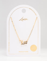 Gold Plated Leo Gothic Script Necklace - link has visual effect only