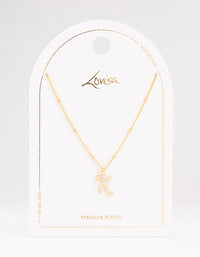 Gold Plated Cursive K Initial Necklace - link has visual effect only