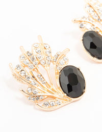 Gold & Black Ant Leaf Stud Earrings - link has visual effect only