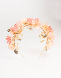 Gold & Pink Flower Petals Headband - link has visual effect only