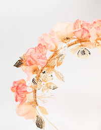 Gold & Pink Flower Petals Headband - link has visual effect only