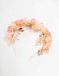 Gold & Pink Flower Petals Headband - link has visual effect only