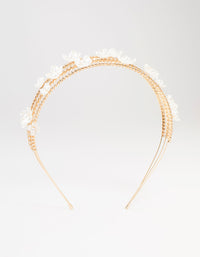 Pearl Flower 3 Row Gold Headband - link has visual effect only