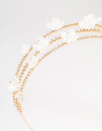 Pearl Flower 3 Row Gold Headband - link has visual effect only