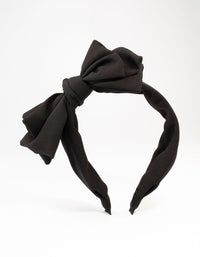 Large Black Fabric Bow Headband - link has visual effect only