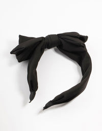 Large Black Fabric Bow Headband - link has visual effect only