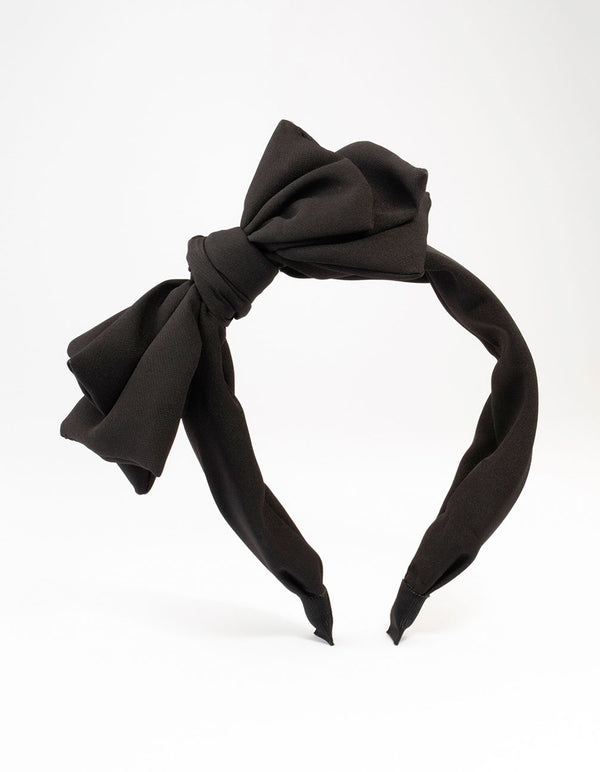 Large Black Fabric Bow Headband