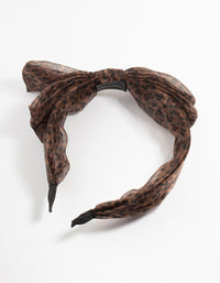 Large Brown Leopard Print Fabric Bow Headband - link has visual effect only