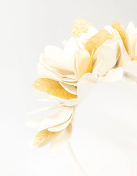 Cream & Gold PU Leather Fabric Petals Headband - link has visual effect only