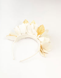 Cream & Gold PU Leather Fabric Petals Headband - link has visual effect only