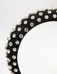 Black Grosgrain Fabric Diamante Thick Headband - link has visual effect only