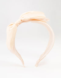 Blush Chiffon Fabric Bow Headband - link has visual effect only