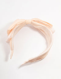 Blush Chiffon Fabric Bow Headband - link has visual effect only