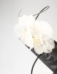 Black French Terry Flower Feather Fascinator - link has visual effect only