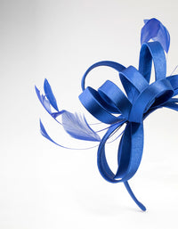 Blue Satin Ribbon & Feather Fascinator - link has visual effect only