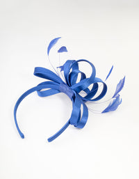 Blue Satin Ribbon & Feather Fascinator - link has visual effect only