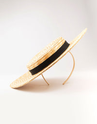 Sinamay Straw Boater Hat Fascinator - link has visual effect only