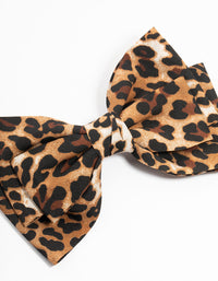 Leopard Print Fabric Bow Clip - link has visual effect only