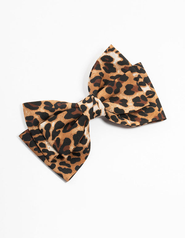 Leopard Print Fabric Bow Clip