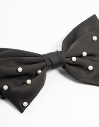 Black Fabric Pearl Bow Clip - link has visual effect only