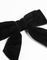 Black Velvet Fabric Bow Clip - link has visual effect only