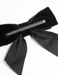 Black Velvet Fabric Bow Clip - link has visual effect only