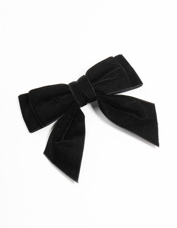 Black Velvet Fabric Bow Clip