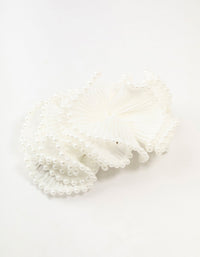 White Plisse Fabric & Pearl Scrunchie - link has visual effect only