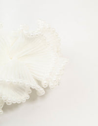 White Plisse Fabric & Pearl Scrunchie - link has visual effect only