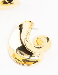 Gold Plated Wave Stud Earrings - link has visual effect only