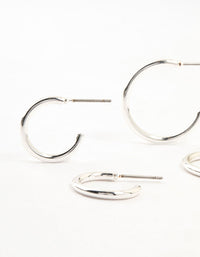 Silver Plated Thin Hoop Earrings 3-Pack - link has visual effect only